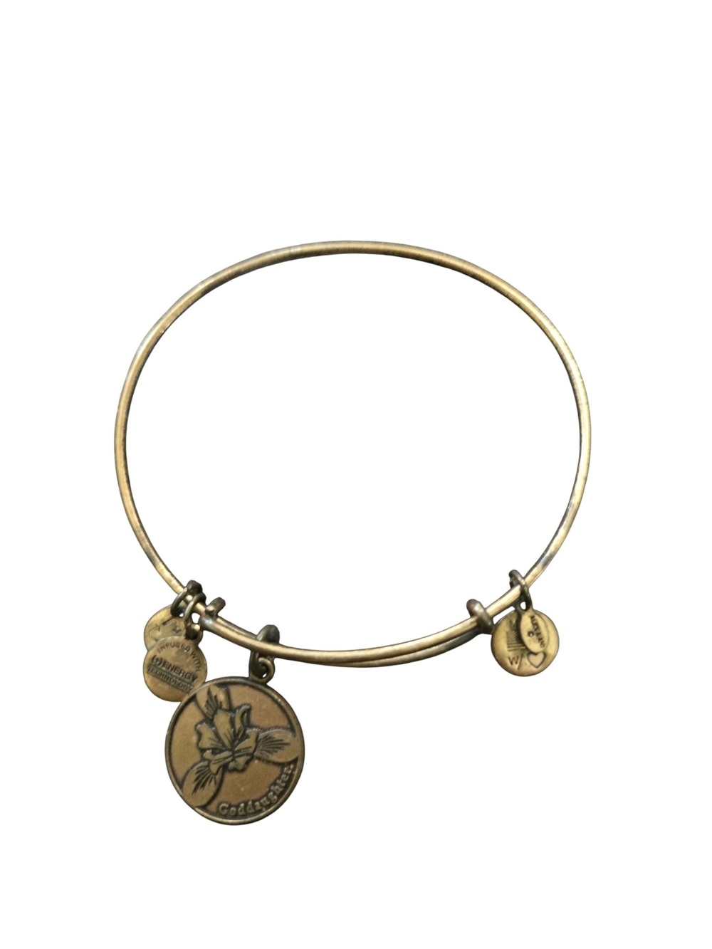 Alex and Ani Gold Floral Medallion Expandable Bangle Bracelet